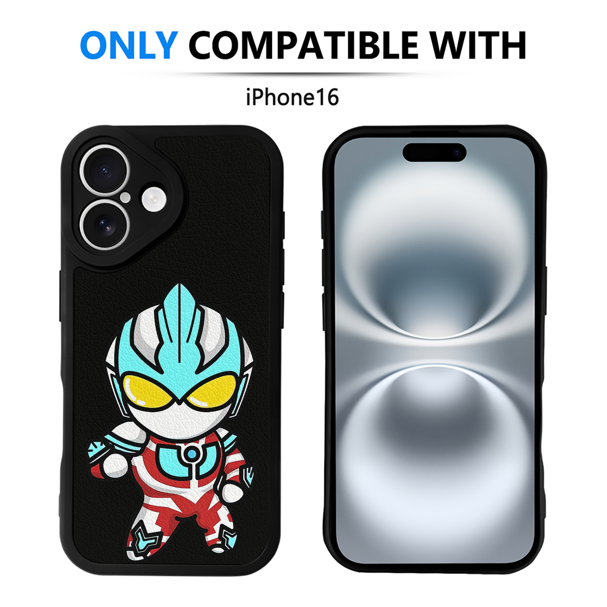 （画像用） ウルトラマン Ultraman 【iPhone 16シリーズ対応】シリコンスマホケース（レザー調） 材質：シリコン